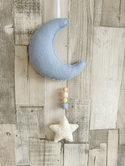 Mini Bouclé Moon & Star Hanging Decoration