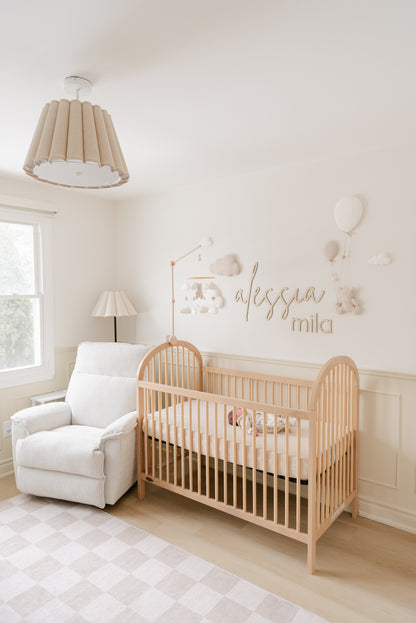 Balloons & Clouds Wall Display Set - 2 Balloons, Large Teddy Bear - Ivory & Stone Bouclé