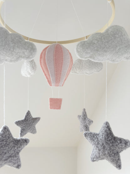 Hot Air Balloon, Clouds & Stars Cot Mobile