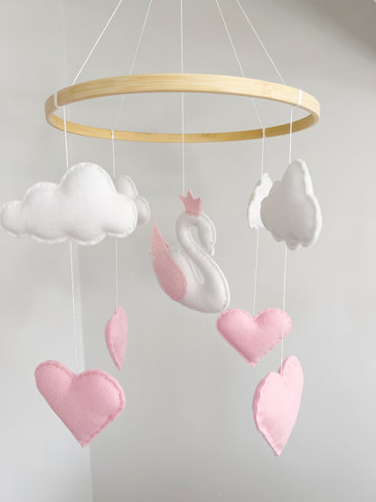 Swan, Clouds & Hearts Cot Mobile