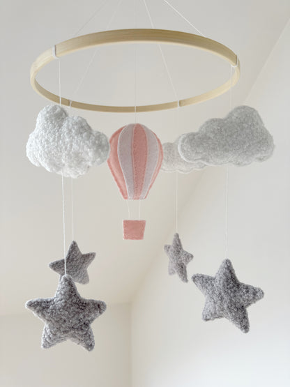 Hot Air Balloon, Clouds & Stars Cot Mobile