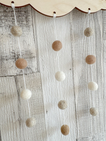 Dream Big Little One Mini Felt Ball Wall Mobile - Brown Tones & Ivory - READY TO POST