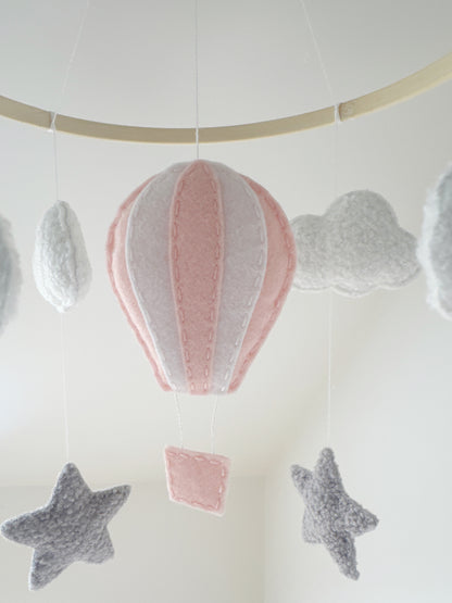 Hot Air Balloon, Clouds & Stars Cot Mobile