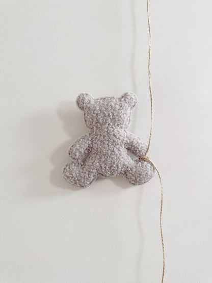 Mini Baby Bear Wall Display Set - Balloon & Teddy Bear with Clouds & Stars - White & Light Grey Bouclé