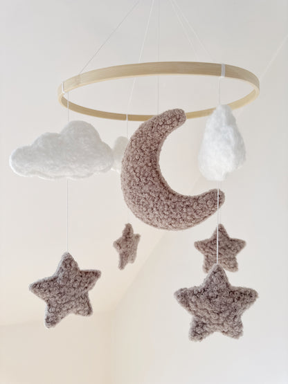 Moon, Clouds & Stars Bouclé Cot Mobile