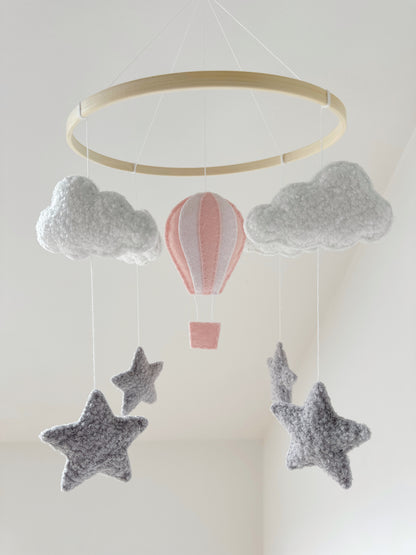 Hot Air Balloon, Clouds & Stars Cot Mobile