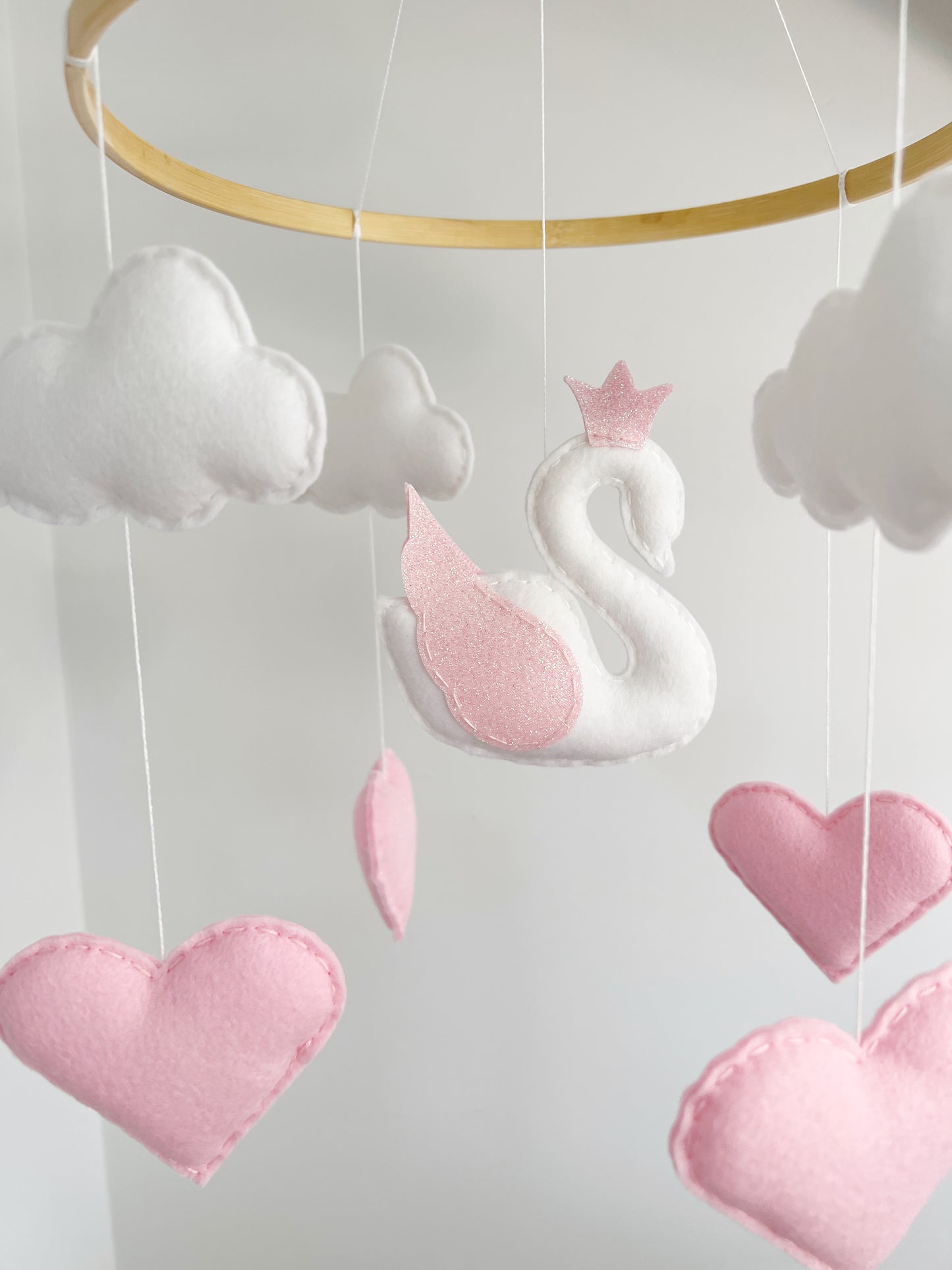 Swan, Clouds & Hearts Cot Mobile