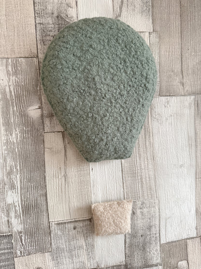 Large Hot Air Balloon Wall Display Set with XL & Small Clouds - 6 piece set - Ecru, Teddy Brown & Light Sage Bouclé