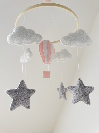 Hot Air Balloon, Clouds & Stars Cot Mobile