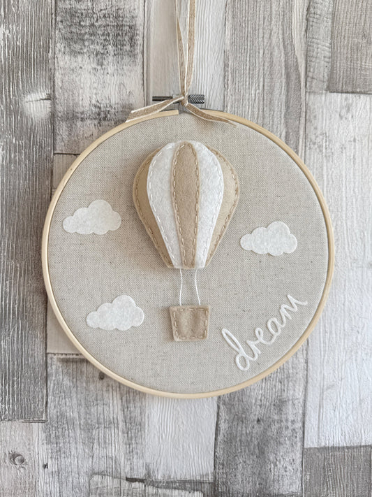 Hot Air Balloon & Clouds Dream Hoop - Beige & Cream