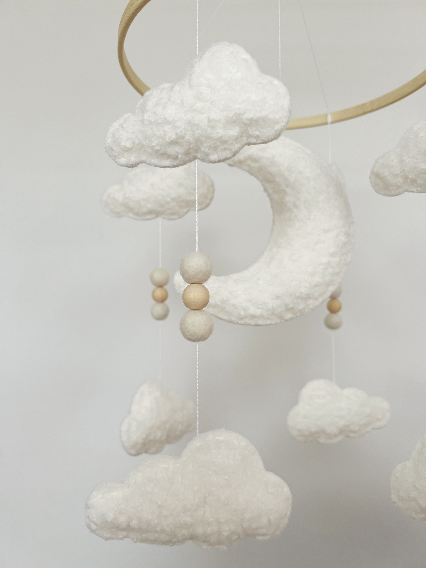 Moon & Clouds Cot Mobile - Ivory Bouclé