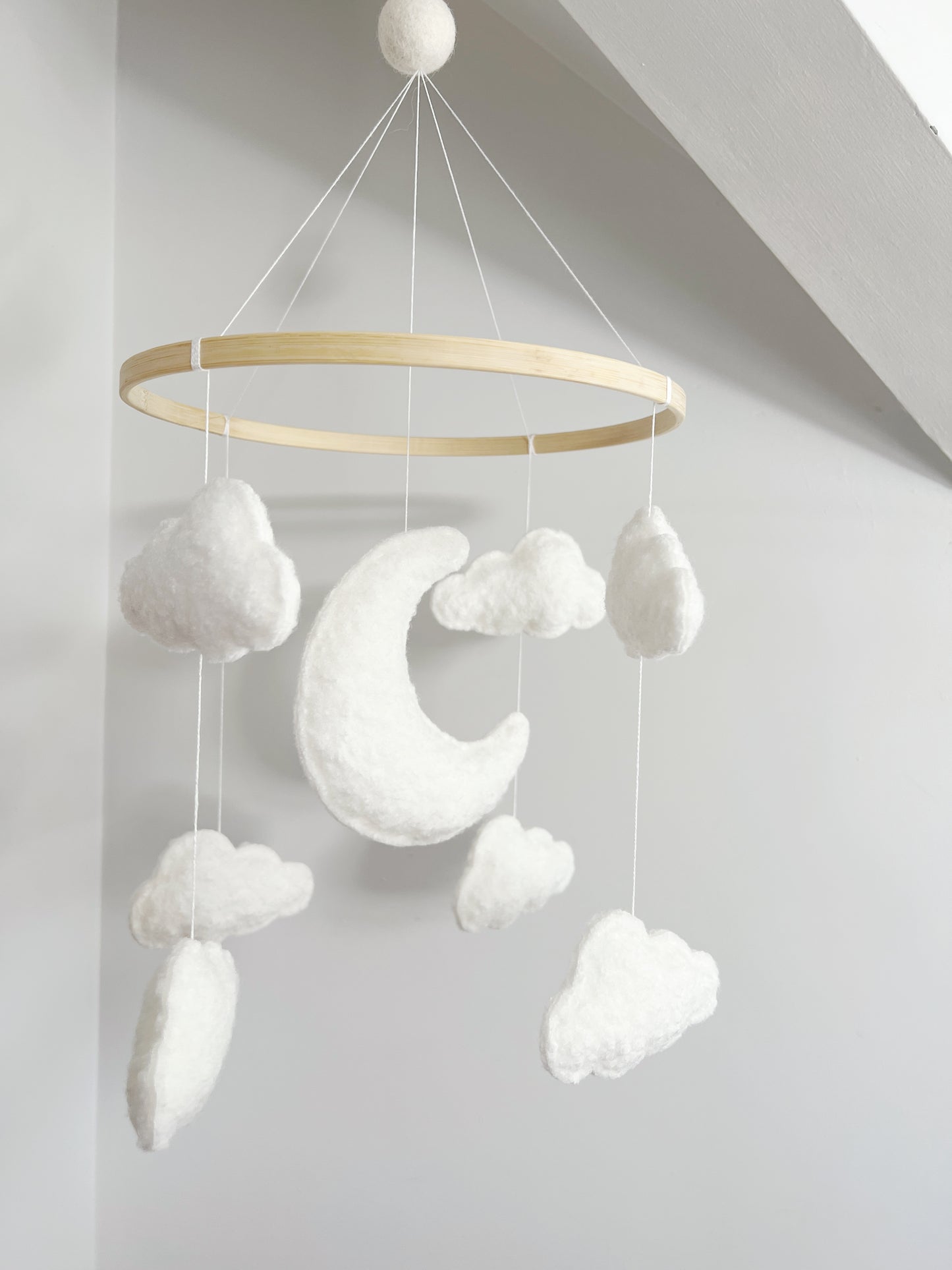 Moon & Clouds Bouclé Cot Mobile - Ivory Bouclé