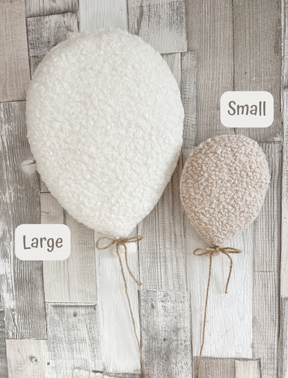 Balloons & Clouds Wall Display Set - 2 Balloons, Large Bunny - Ivory & Ecru Bouclé