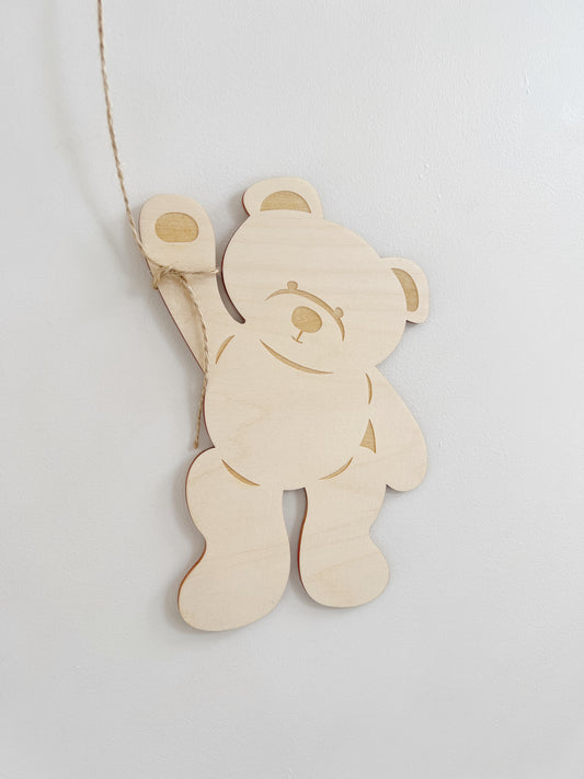 Wooden Teddy Bear Decoration