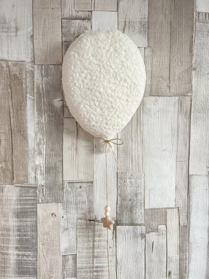 Balloons & Clouds Wall Display Set - 2 Balloons, Large Bunny - Ivory & Ecru Bouclé