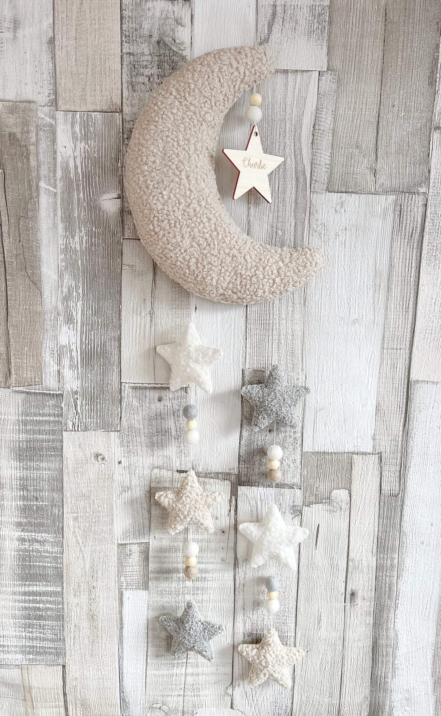 Personalised Star Moon Wall Mobile - 6 Stars