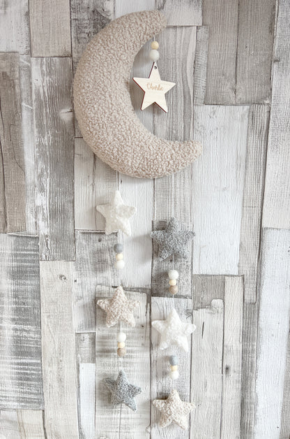 Personalised Star Moon Wall Mobile - 6 Stars