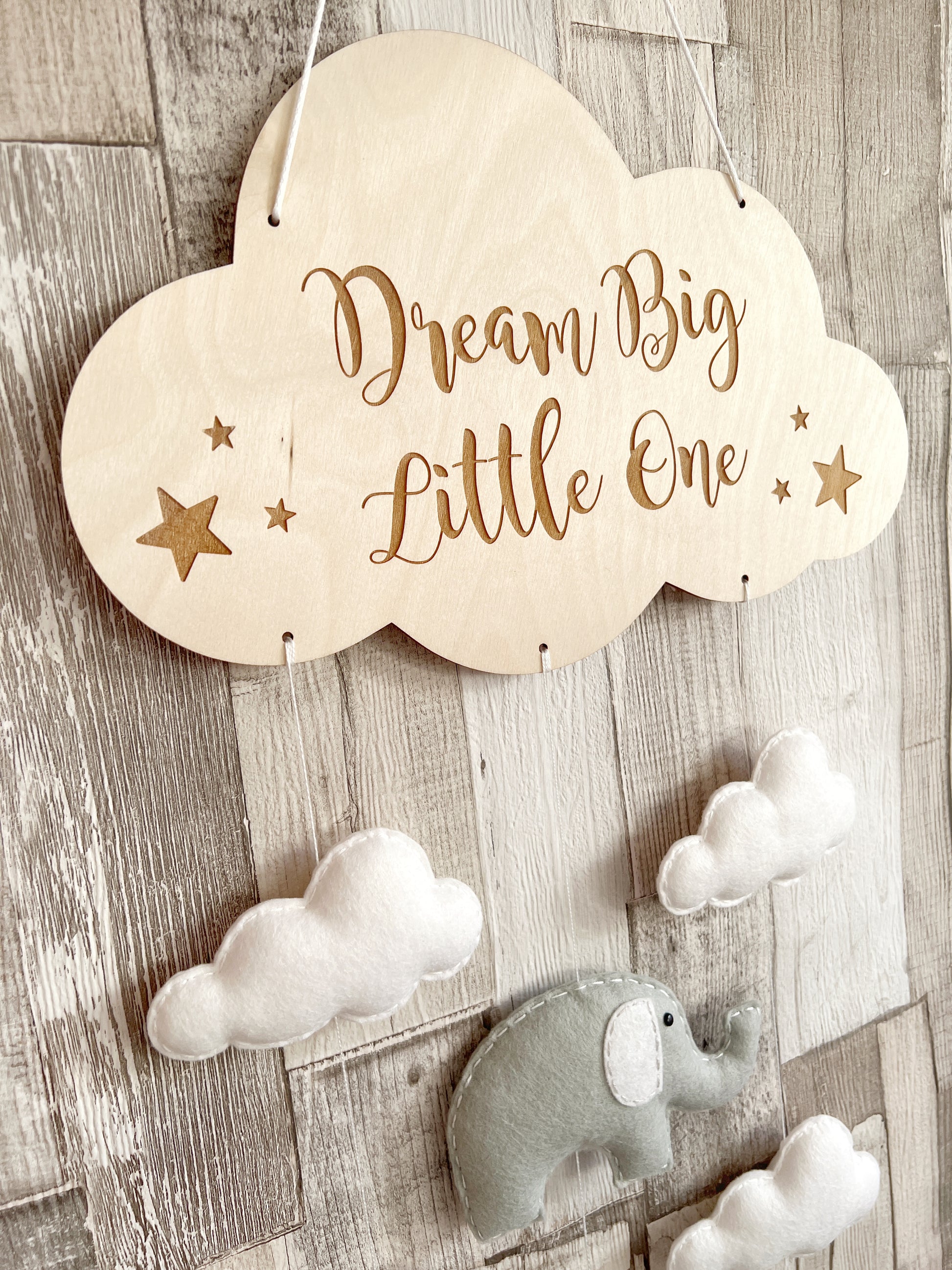 Dream Big Little One Elephant & Clouds Wall Mobile, Elephant Theme Nursery, Cloud Theme Nursery, Elephant Nursery Decor, Nursery Wall Art, Cloud Theme Nursery, Grey & White Nursery Decor, Neutral Nursery Decor, White Cloud Theme Nursery, Baby Mobile, Nursery Mobile, Baby Room Decoration, Elephant Nursery Mobile