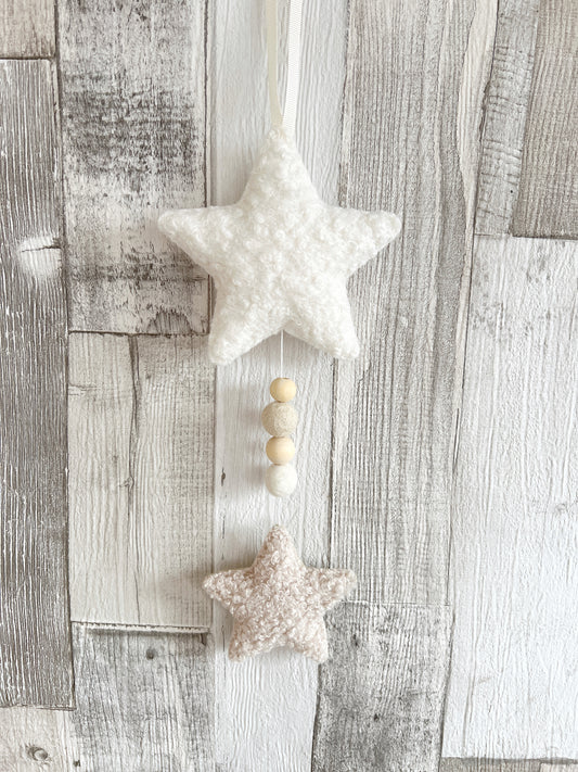 Bouclé Stars Hanging Decoration - 2 Stars