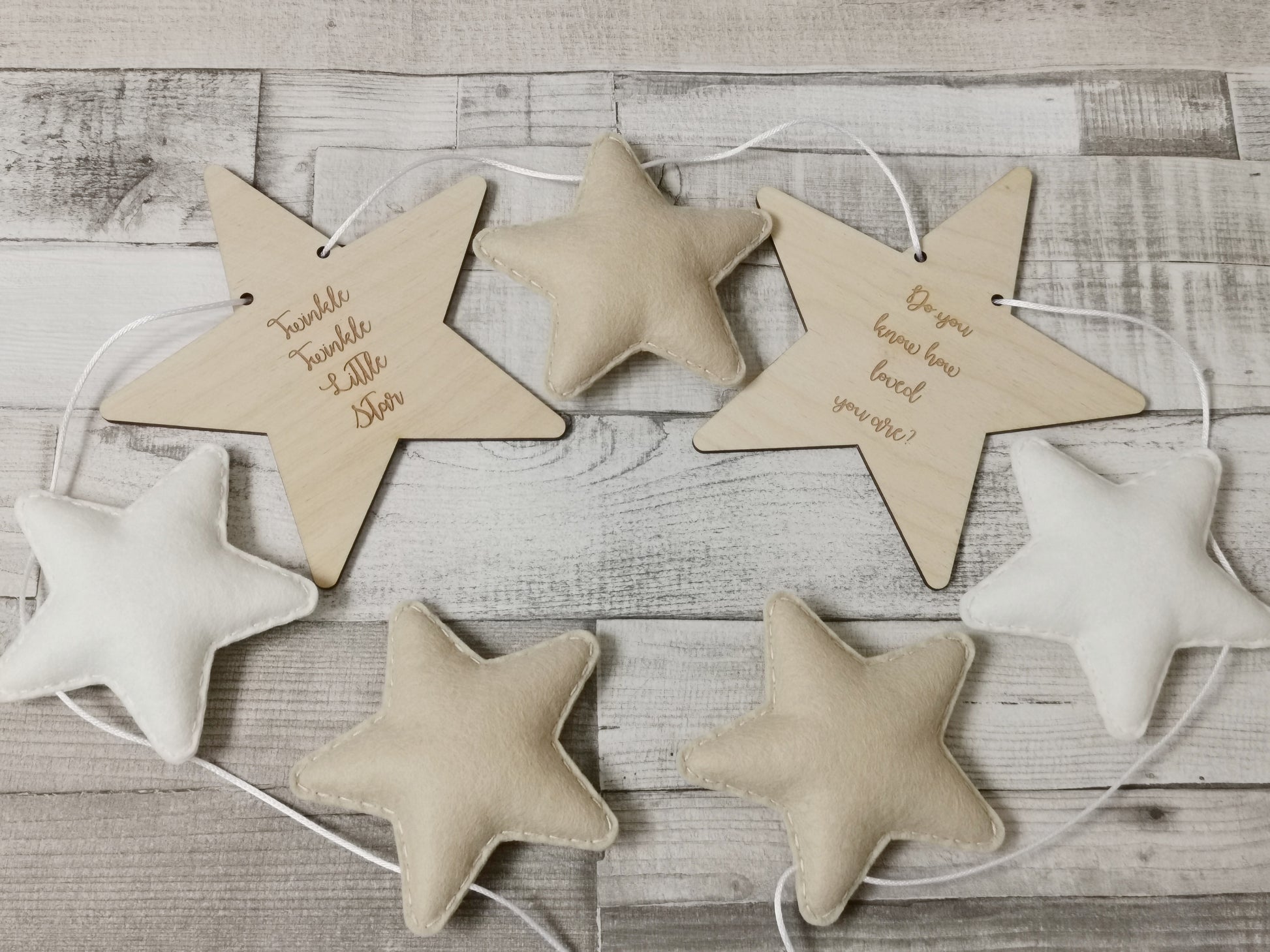 Twinkle Twinkle Little Stars Neutral Nursery Bunting in Beige and Cream Stars, 