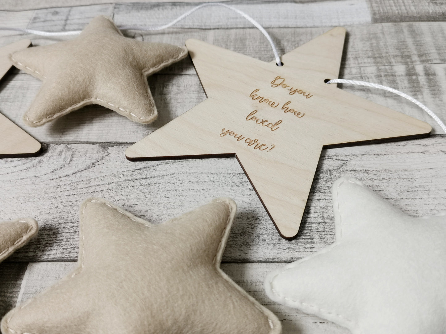 Twinkle Twinkle Little Stars Neutral Nursery Bunting in Beige and Cream Stars, 