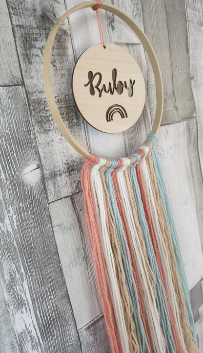 Personalised Rainbow Hoop - Boho Vibes Wool