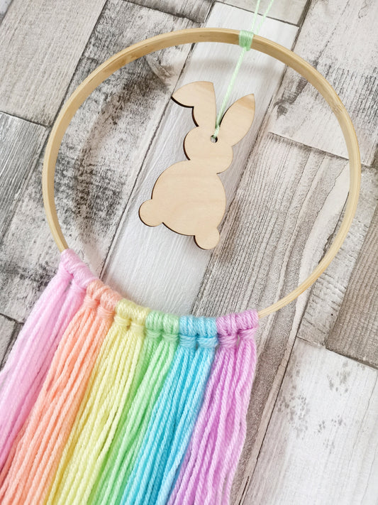 Bunny & Spring Pastels Rainbow Hoop Wall Hanger