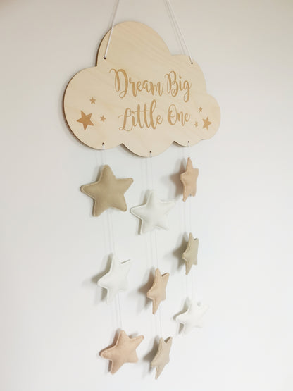 Nursery Cloud Mobile - Beige, Cream & Fawn Stars Dream Big Cloud Wall Mobile, Cloud Nursery Decor, Clouds & Stars Nursery Decor, Baby Nursery Mobile, Nursery Mobile, Cloud Theme Nursery, Neutral Nursery Decor, Baby Room Decor, Nursery Wall Art, Star Theme Nursery