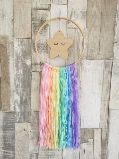 Star Pastel Rainbow Hoop Wall Hanger