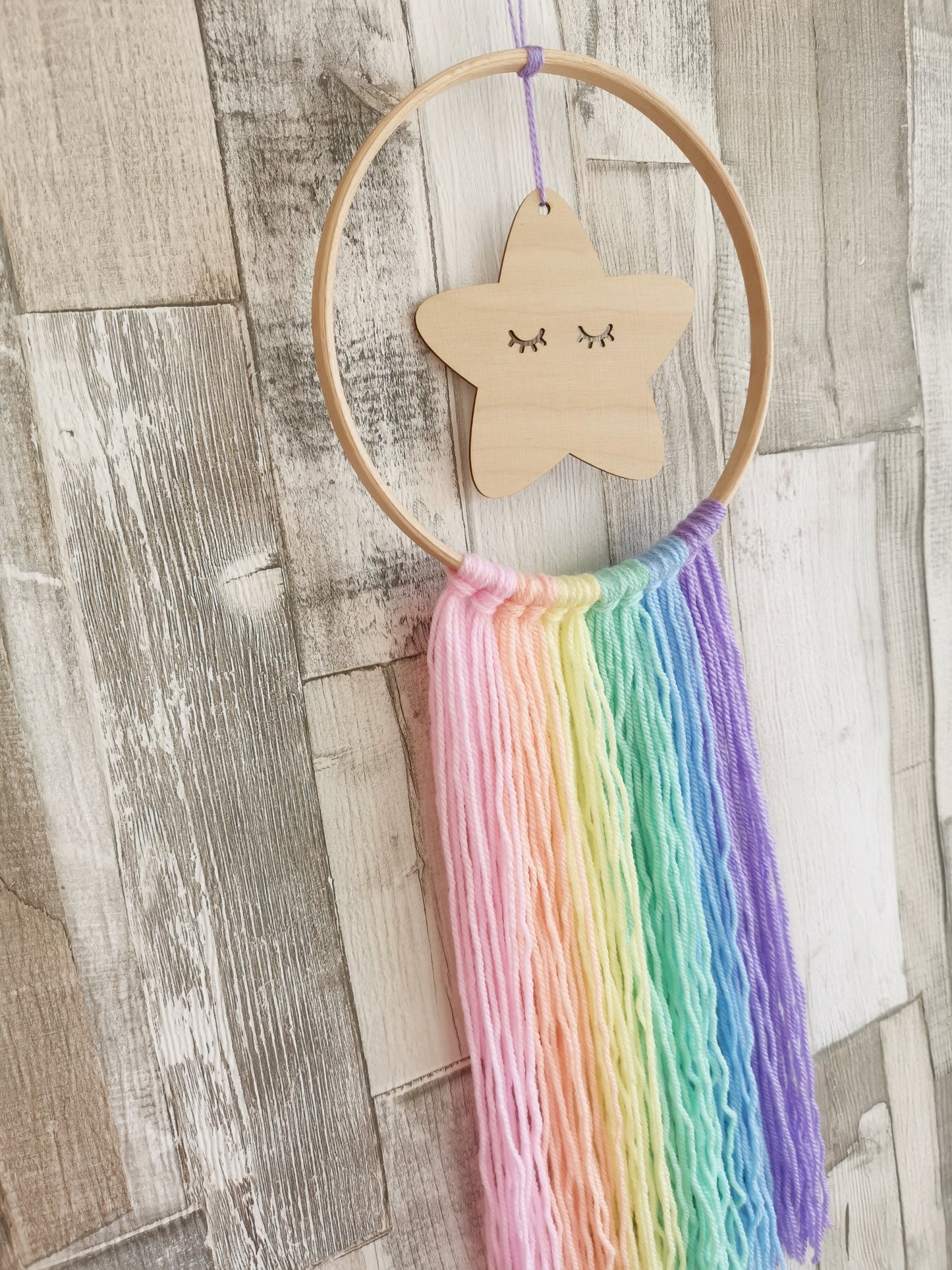 Star Pastel Rainbow Hoop Wall Hanger