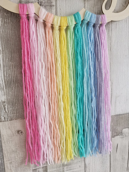 Multi Coloured Rainbow Personalised Wooden Cloud Wall Hanger