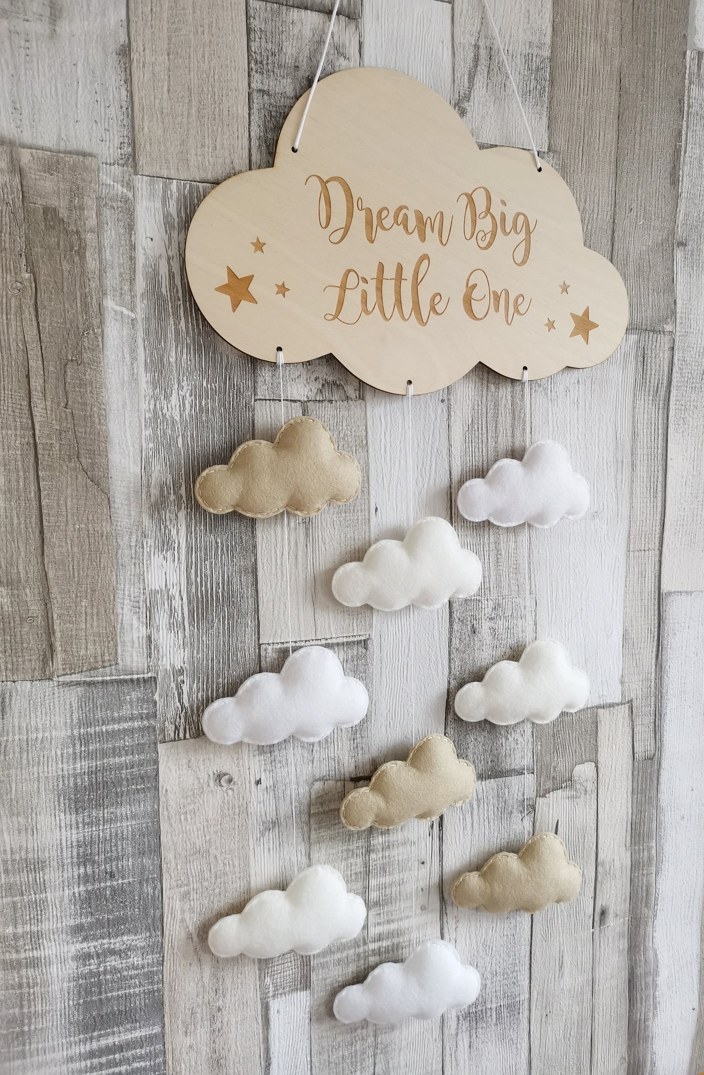 Cloud Wall Mobile, Cloud Nursery Decor, Dream Big Little One Wall Mobile, Cloud Theme Nursery Decor, Neutral Nursery Decor, Cloud Decoration, Beige Cream & White Cloud Nursery, Nursery Mobile, Baby Mobile Nursery Decoration