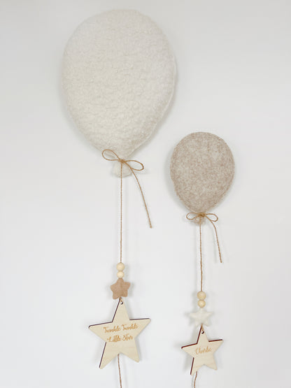 Small Bouclé Balloon with Wooden Star Wall Hanging Decoration