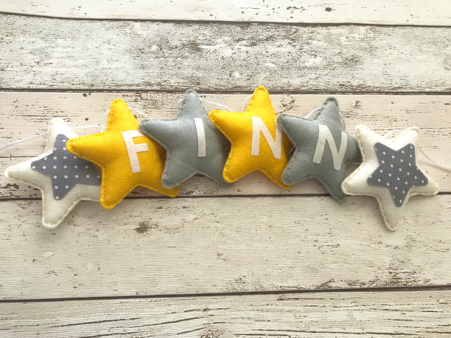 Personalised Grey & Yellow Stars Bunting