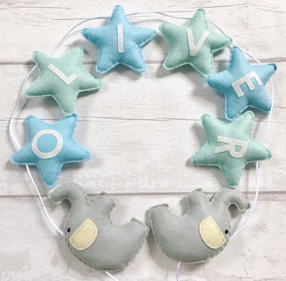 Personalised Stars & Elephants Bunting