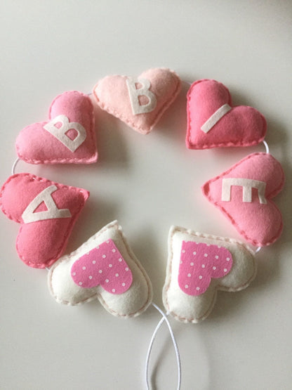Personalised Pink Hearts Bunting