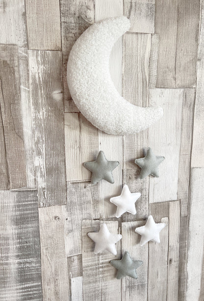 Grey & White Stars Moon Wall Mobile - READY TO POST