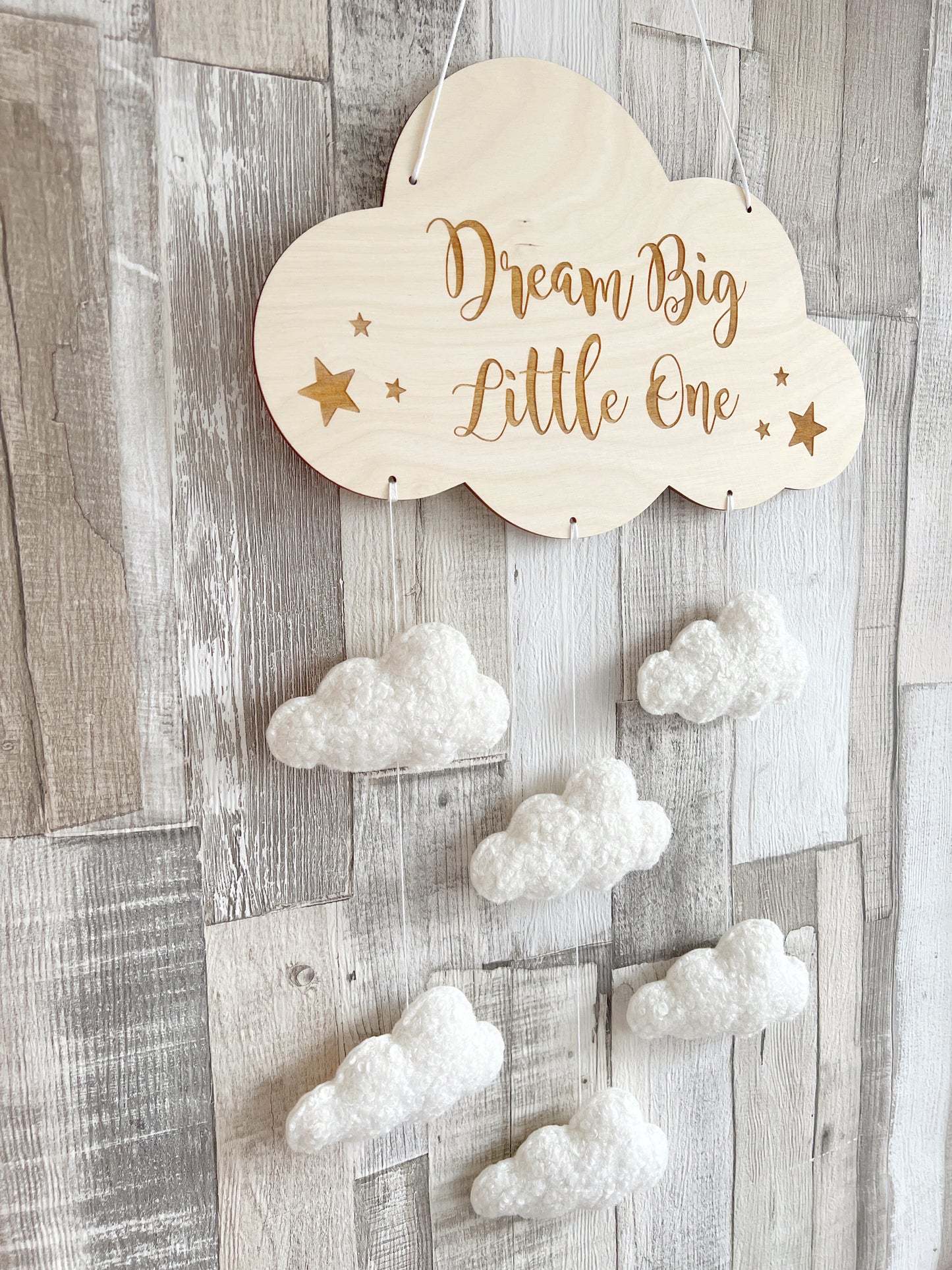 Dream Big Little One Cloud Wall Mobile - Bouclé Clouds