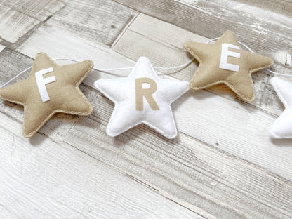 Beige & White Personalised Stars Bunting