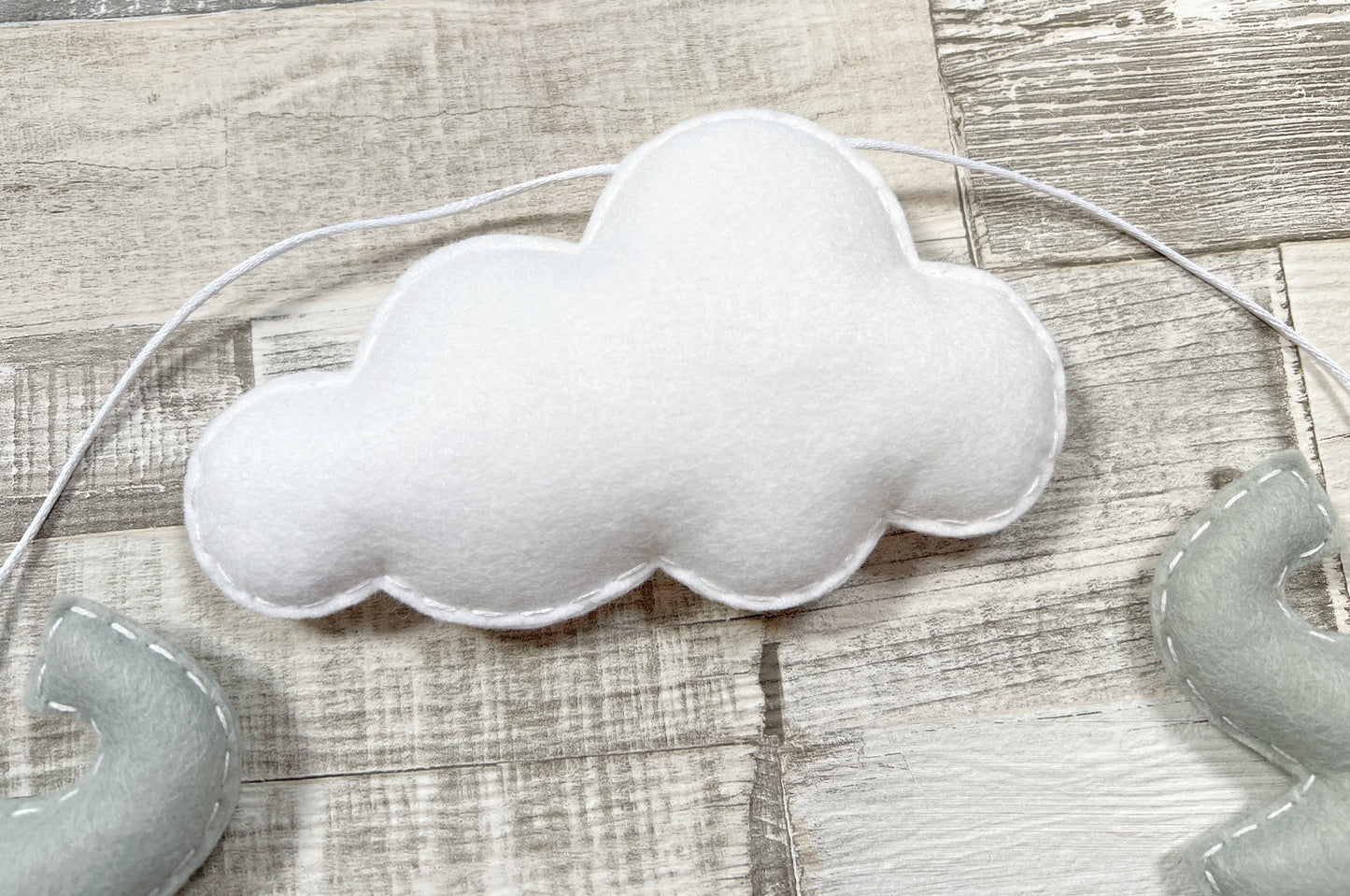 Elephants & Clouds Bunting - Grey & White