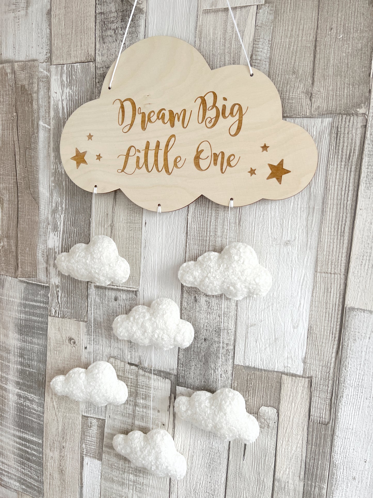 Dream Big Little One Cloud Wall Mobile - Bouclé Clouds