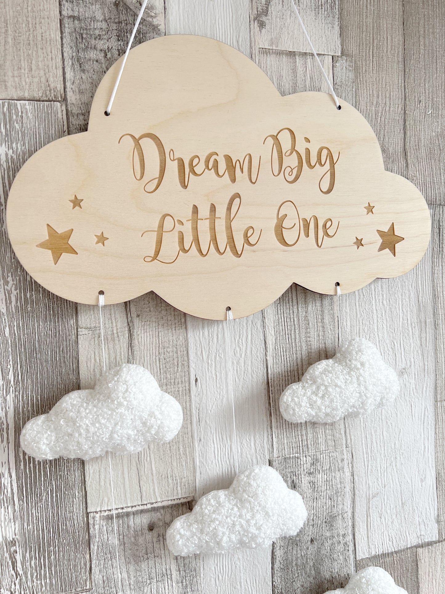 Dream Big Little One Cloud Wall Mobile - Bouclé Clouds