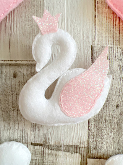 Dream Big Little One Cloud Wall Mobile - Swans & Hearts