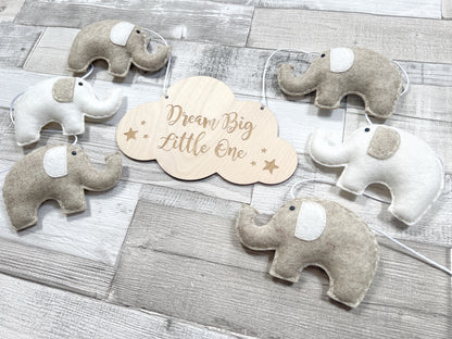 Dream Big Little One Elephants Bunting - Oatmeal & Cream