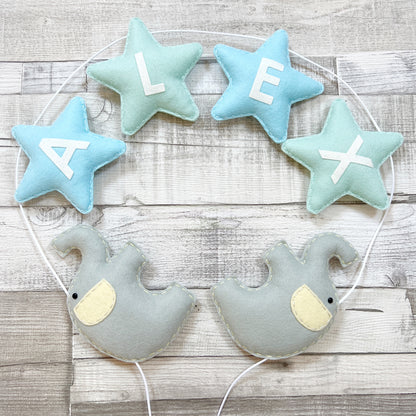 Personalised Stars & Elephants Bunting