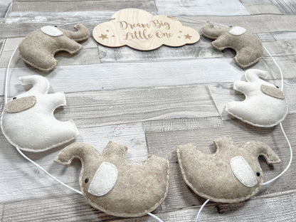 Dream Big Little One Elephants Bunting - Oatmeal & Cream