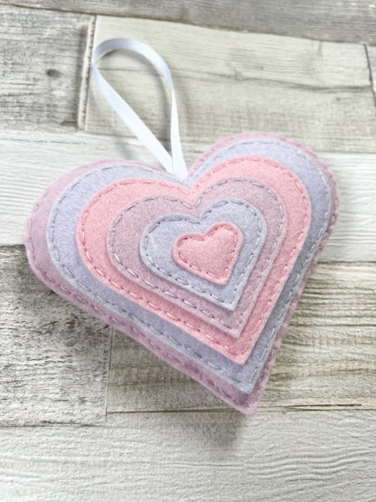 Lilac & Pink Layered Hanging Heart Decoration