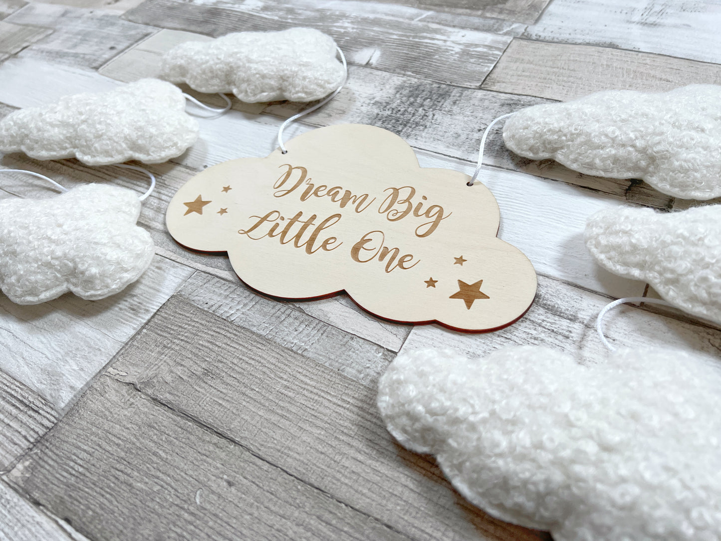 Dream Big Little One Cloud Bunting - Bouclé Clouds