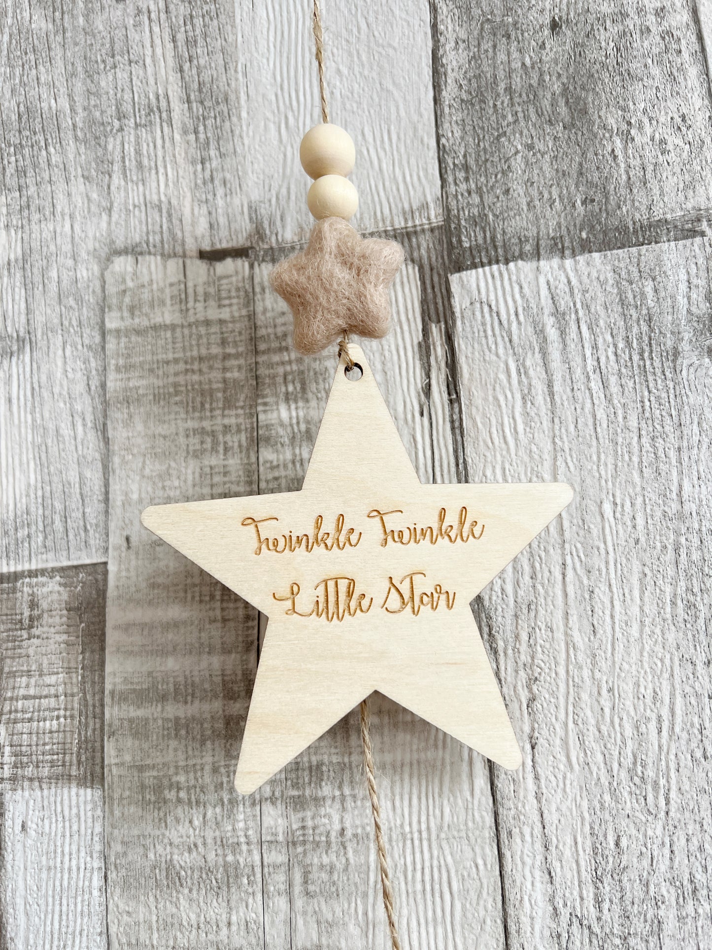 Large Bouclé Balloon with Wooden Star Wall Hanging Decoration