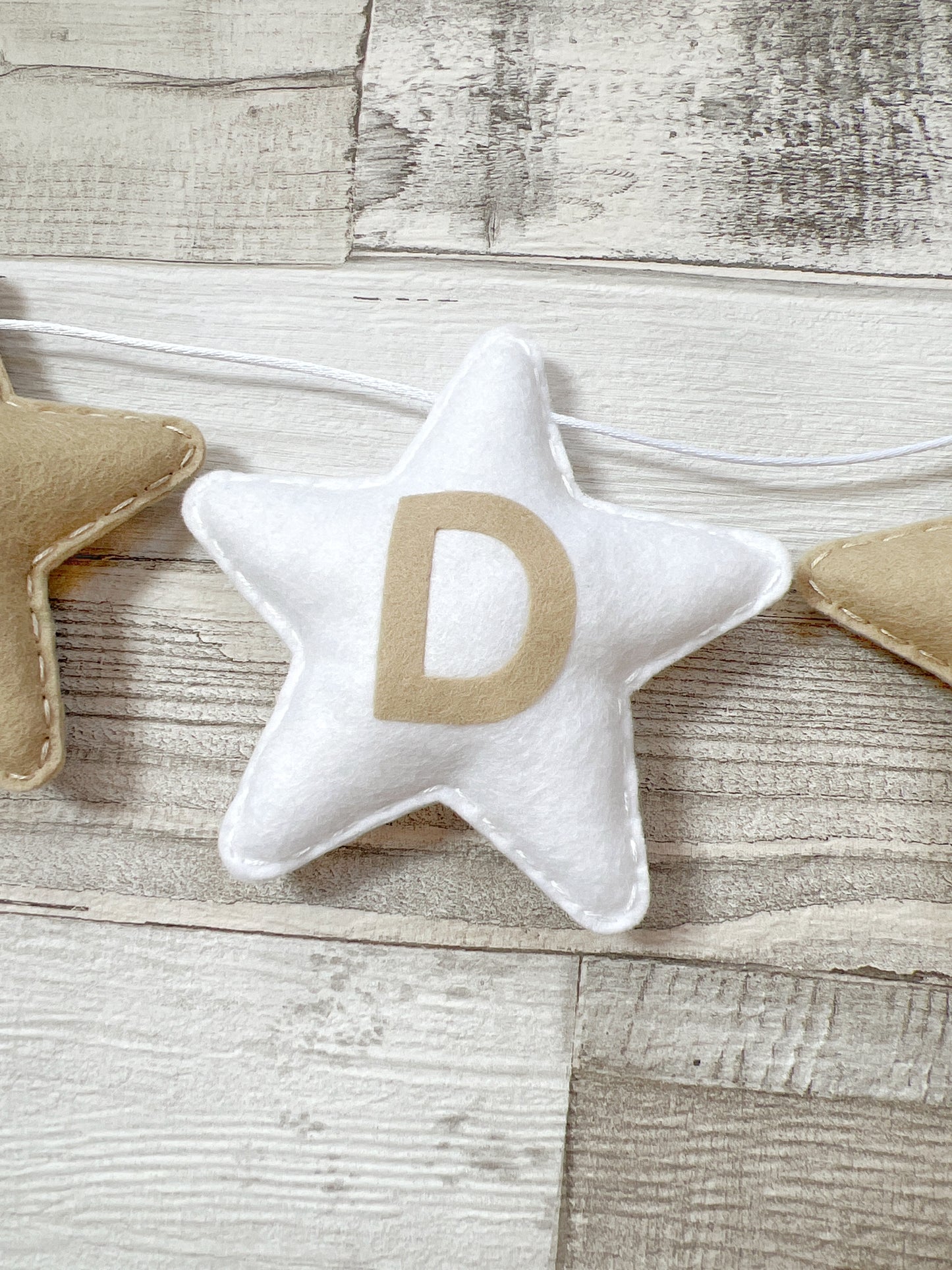 Beige & White Personalised Stars Bunting